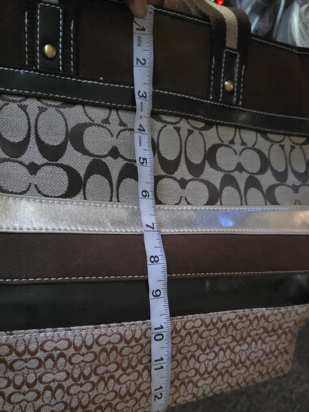 Coach Brown Signature Suede & Canvas Tote Bag - Picture 10 of 14
